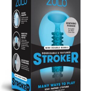 ZOLO Squeezable Mini Double Bubble Masturbator - Blue