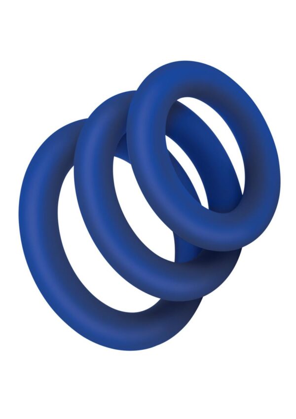 ZOLO Extra Thick Silicone Cock Ring (3 pack) - Navy - Image 2