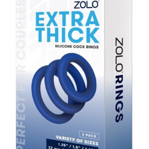 ZOLO Extra Thick Silicone Cock Ring (3 pack) - Navy