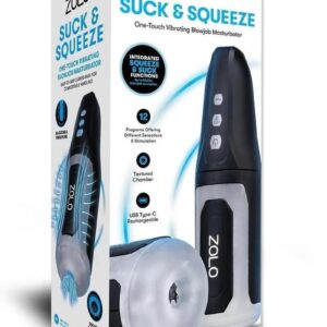 Zolo Suck And Squeeze Rechargeable Stroker - Black/Frost