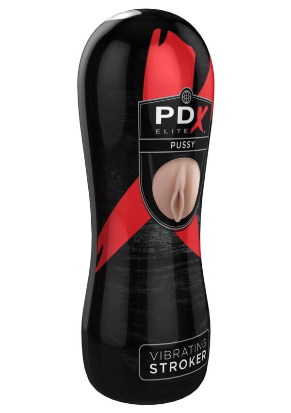 PDX Elite Vibrating Pussy Masturbator with Bullet - Pussy - Vanilla/Black - Image 2