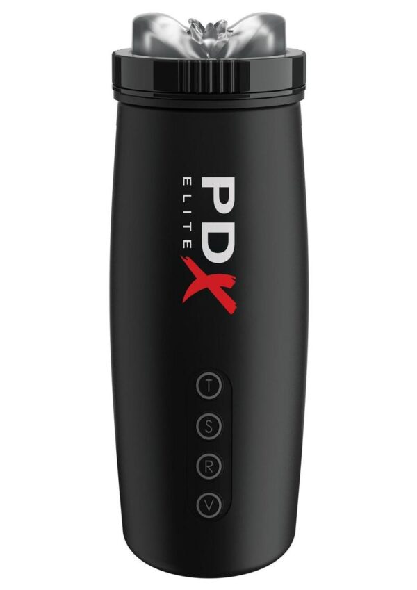 PDX Elite Rechargeable Motorbator 2 Masturbator - Pussy - Clear/Black - Image 2