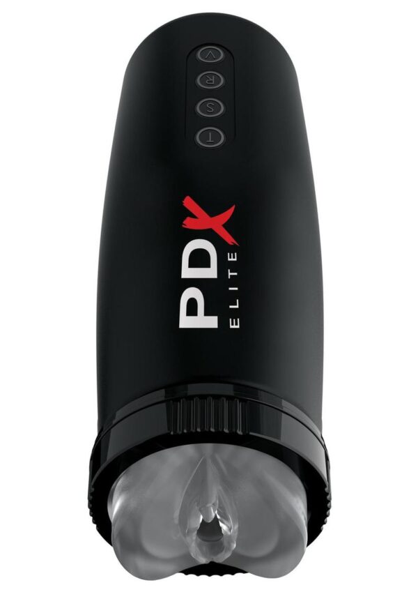 PDX Elite Rechargeable Motorbator 2 Masturbator - Pussy - Clear/Black - Image 3