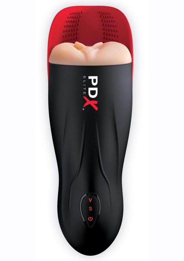 PDX Elite Fuck-O-Matic Stroker Rechargeable Masturbator - Pussy - Black/Vanilla - Image 2