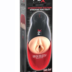 PDX Elite Fuck-O-Matic Stroker Rechargeable Masturbator - Pussy - Black/Vanilla