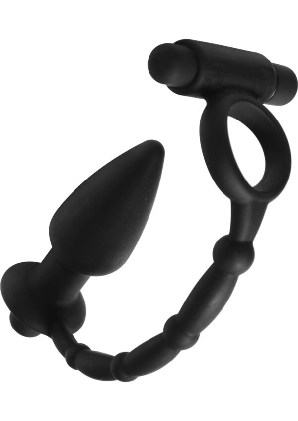 Master Series Viaticus Dual Vibrating Cock Ring and Vibrating Anal Plug - Black - Image 2