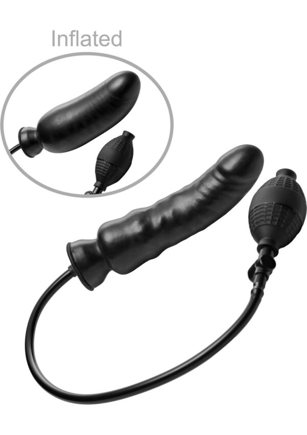 Master Series Renegade Inflatable 7.5in Dildo - Black - Image 2