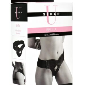 Strap U Bella Velvet-Lined Elastic Strap On Harness - Black