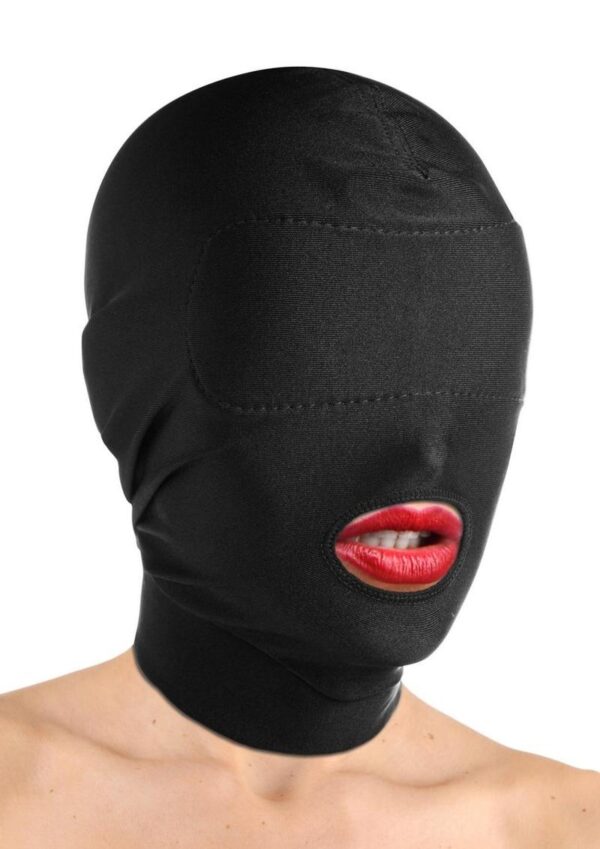 Master Series Disguise Open Mouth Hood with Padded Blindfold - Black - Image 4