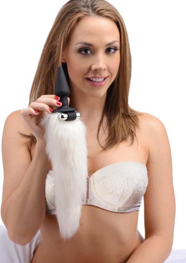 Tailz Vibrating Fox Tail Anal Plug - White - Image 3