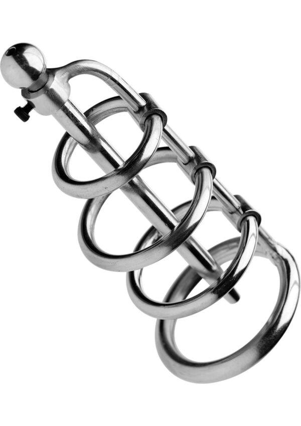 Master Series Gates of Hell Stainless Steel Adjustable Cum Through Sound Cage - Gray - Image 2