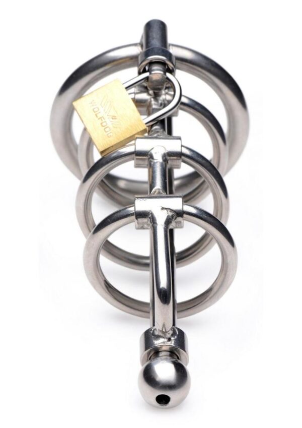Master Series Gates of Hell Stainless Steel Adjustable Cum Through Sound Cage - Gray - Image 3