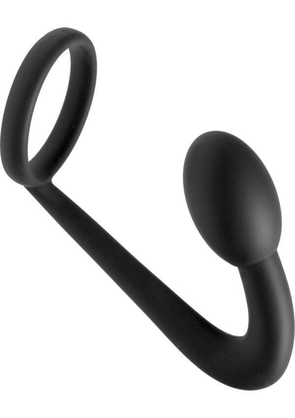 Prostatic Play Explorer Silicone Cock Ring and Prostate Plug - Black - Image 2