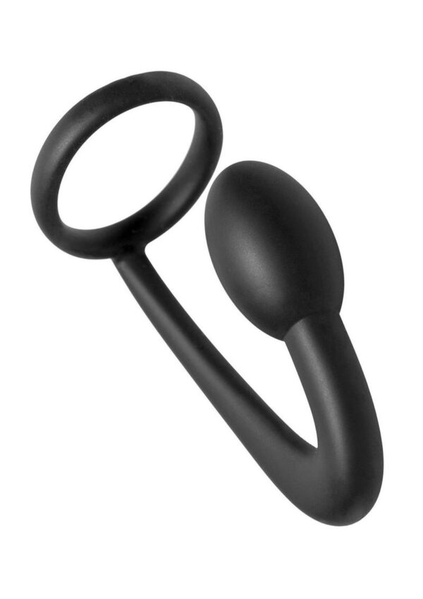 Prostatic Play Explorer Silicone Cock Ring and Prostate Plug - Black - Image 3