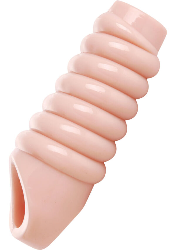 Size Matters Really Ample Ribbed Penis Enhancer Sheath - Vanilla - Image 2