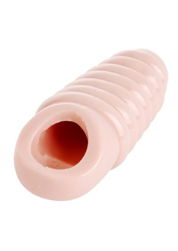 Size Matters Really Ample Ribbed Penis Enhancer Sheath - Vanilla - Image 3