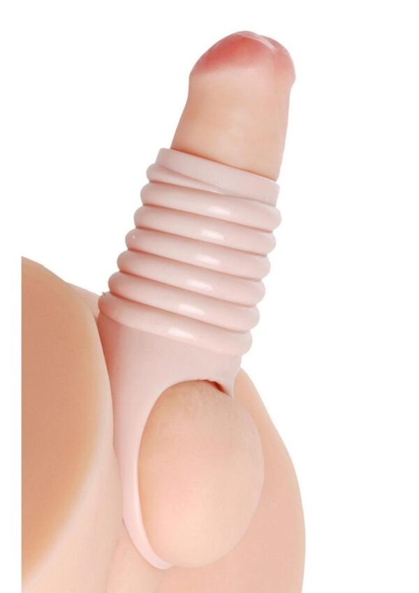 Size Matters Really Ample Ribbed Penis Enhancer Sheath - Vanilla - Image 4