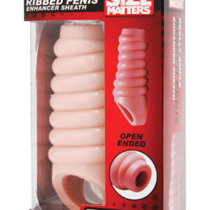 Size Matters Really Ample Ribbed Penis Enhancer Sheath - Vanilla