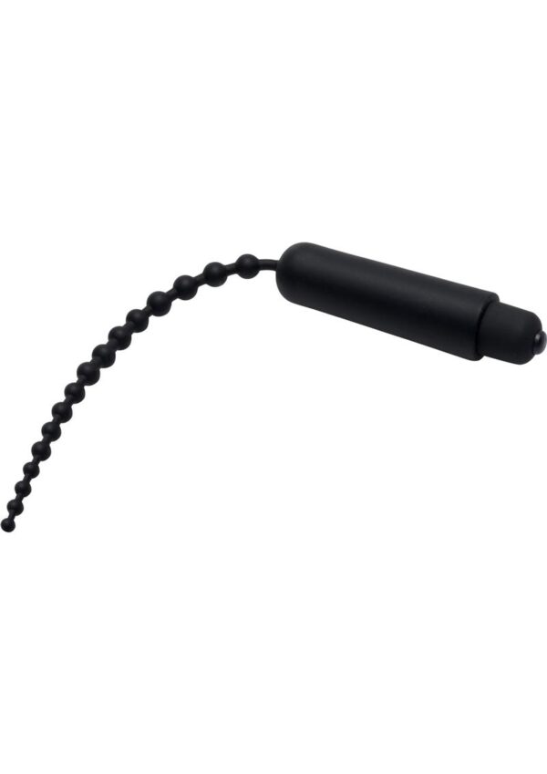 Master Series Dark Rod Vibrating Beaded Silicone Sound - Black - Image 2