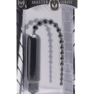 Master Series Dark Rod Vibrating Beaded Silicone Sound - Black
