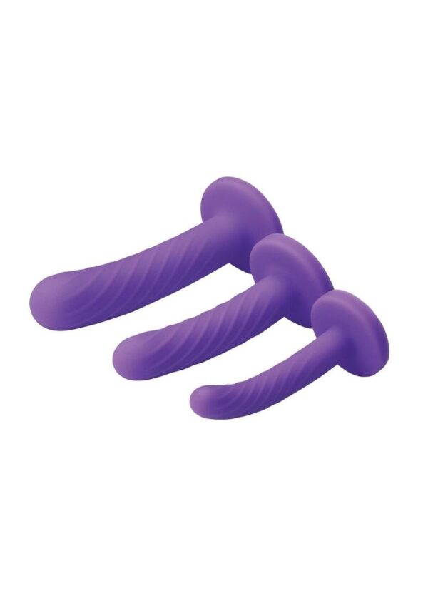 Strap U Tri-Play 3 Piece Silicone Dildo Set - Purple - Image 4