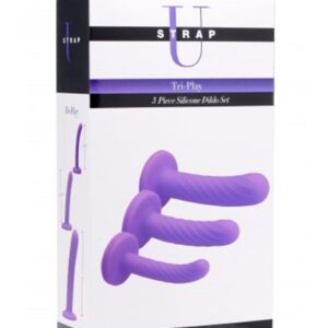 Strap U Tri-Play 3 Piece Silicone Dildo Set - Purple