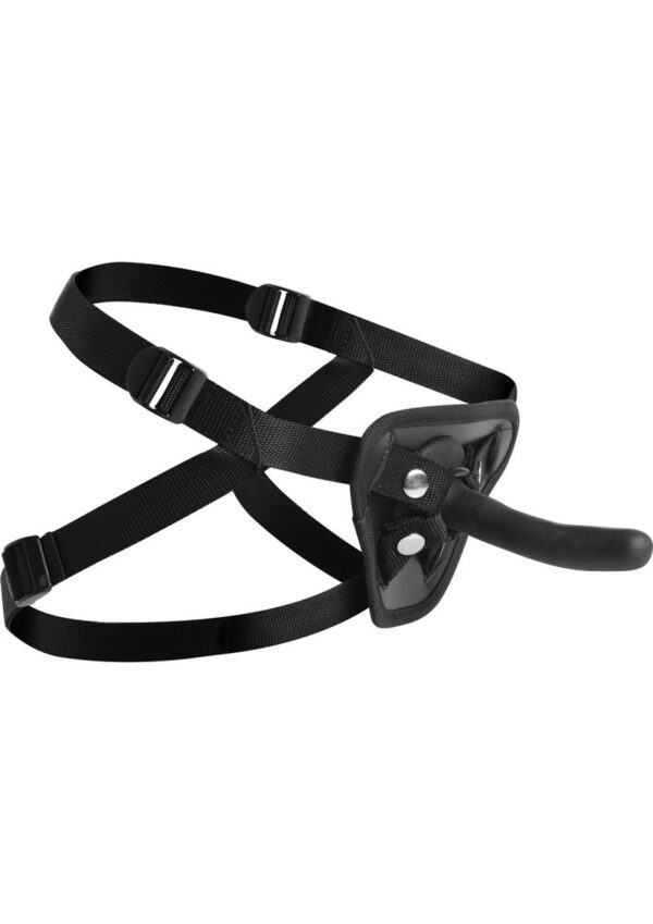 Strap U Pegged Silicone 5in Pegging Dildo with Harness - Black - Image 2