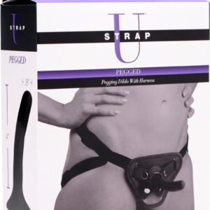 Strap U Pegged Silicone 5in Pegging Dildo with Harness - Black