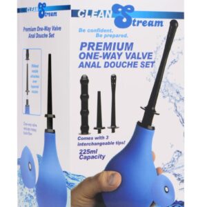 CleanStream Premium One-Way Valve Anal Douche Set - Blue
