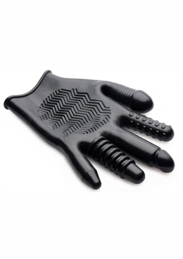 Master Series Pleasure Poker Textured Glove - Black - Image 2