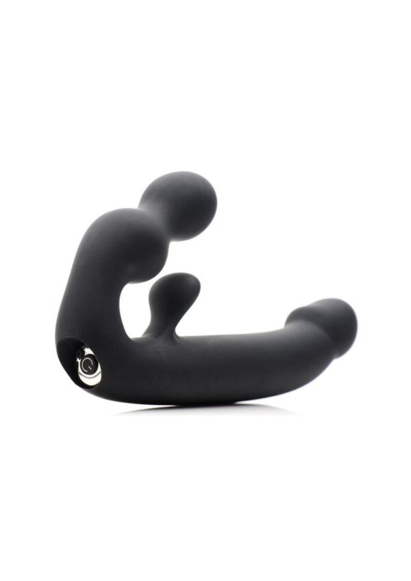 Strap U Tri-Volver Rechargeable Silicone Strapless Strap On - Black - Image 3