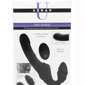 Strap U Pro Rider Rechargeable Silicone Strapless Strap-On with Remote Control - Black