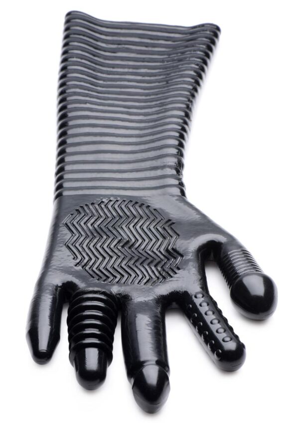 Master Series Pleasure Fister Textured Glove - Black - Image 2