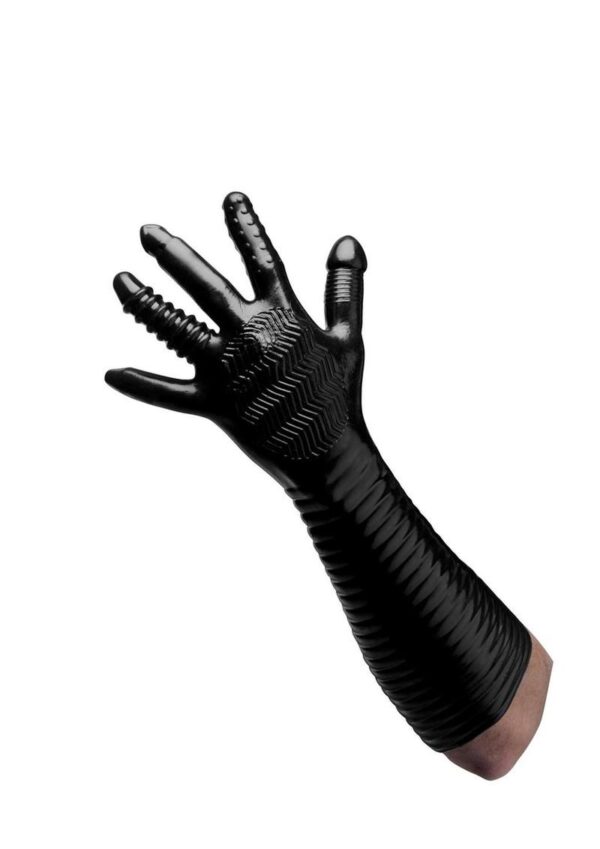 Master Series Pleasure Fister Textured Glove - Black - Image 4