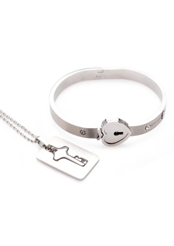 Master Series Cuffed Locking Bracelet and Key Necklace - Silver - Image 2