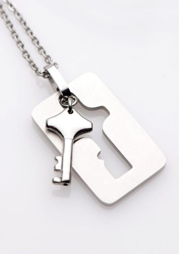 Master Series Cuffed Locking Bracelet and Key Necklace - Silver - Image 3