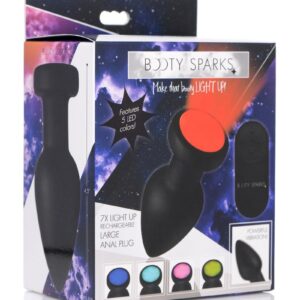 Booty Sparks Silicone Vibrating LED Plug - Large - Black