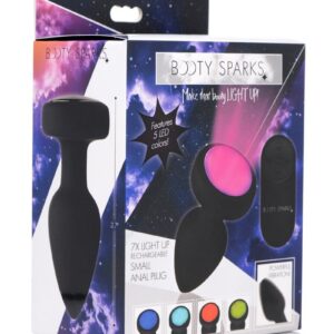 Booty Sparks Silicone Vibrating LED Plug - Small - Black