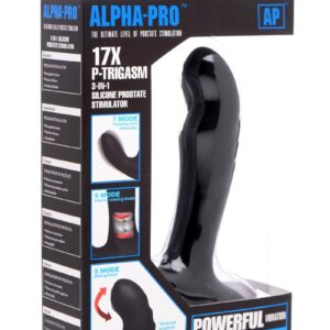 Alpha-Pro P-Trigasm 3-in-1 Silicone Prostate Stimulator - Black