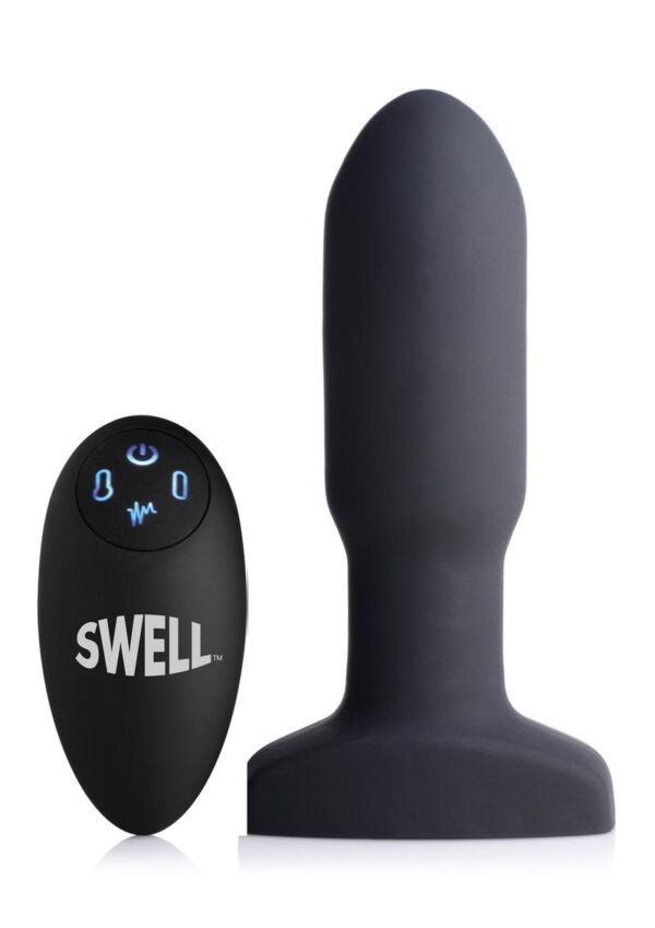 Swell Inflatable Rechargeable Silicone Vibrating Missile Anal Plug with Remote Control - Black - Image 2