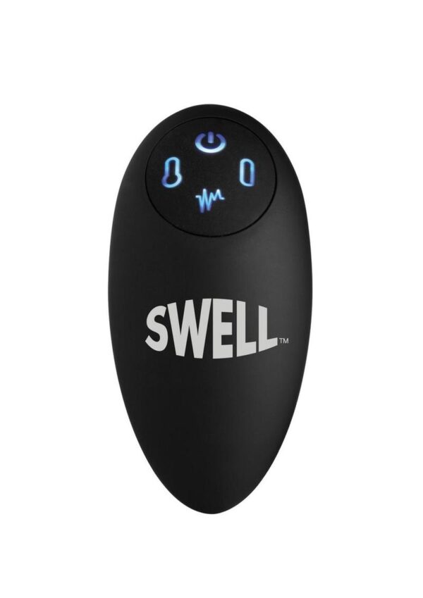 Swell Inflatable Rechargeable Silicone Vibrating Missile Anal Plug with Remote Control - Black - Image 3