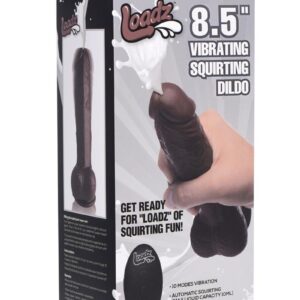 Loadz Vibrating Squirting Dildo with Remote Control 8.5in - Chocolate