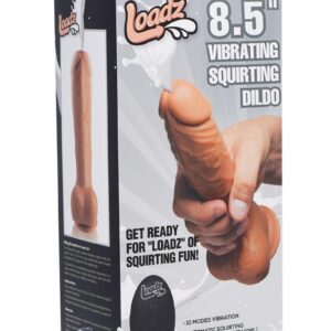 Loadz Vibrating Squirting Dildo with Remote Control 8.5in - Caramel