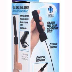 Trinity Men Penis Head Teaser with Uretheral Insert - Black -