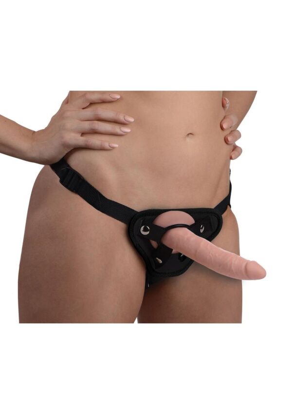 Strap-U Charmed Silicone Dildo with Harness 7.5in - Vanilla - Image 2