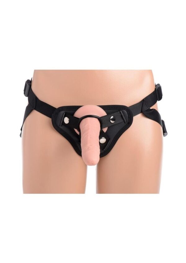 Strap-U Charmed Silicone Dildo with Harness 7.5in - Vanilla - Image 4