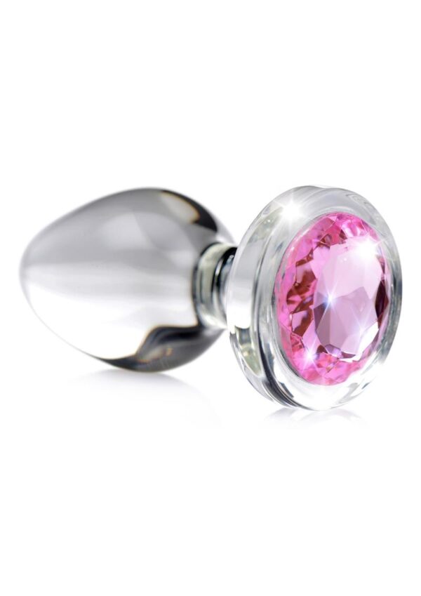 Booty Sparks Pink Gem Glass Anal Plug - Large - Pink/Clear - Image 2