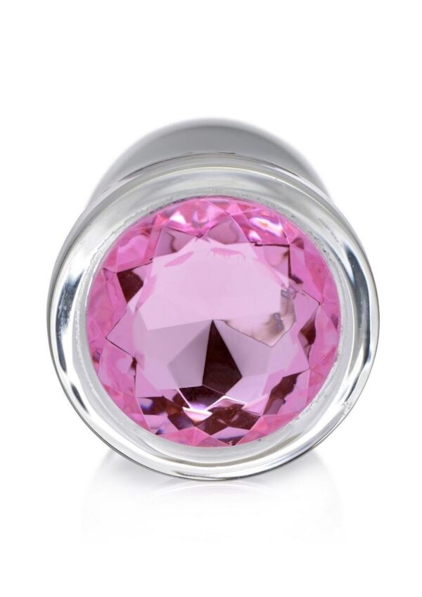 Booty Sparks Pink Gem Glass Anal Plug - Large - Pink/Clear - Image 3