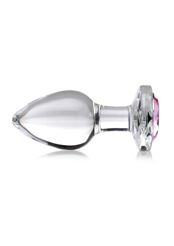 Booty Sparks Pink Gem Glass Anal Plug - Large - Pink/Clear - Image 4