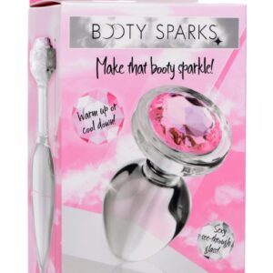 Booty Sparks Pink Gem Glass Anal Plug - Large - Pink/Clear
